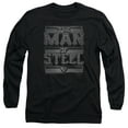 thumbnail image 1 of Superman Steel Text Long Sleeve Adult 18/1 T-Shirt Black, 1 of 1