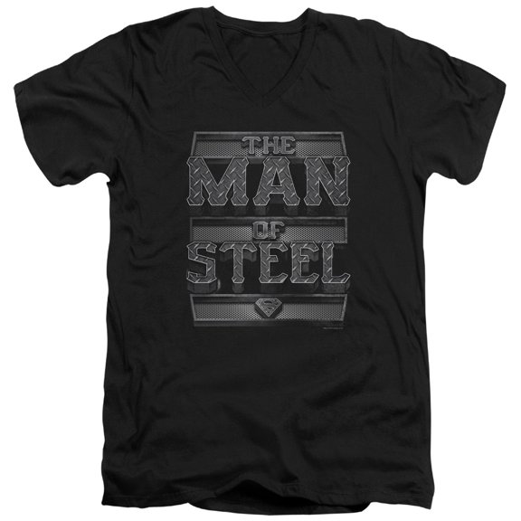 Superman - Steel Text - Slim Fit V Neck Shirt - Medium