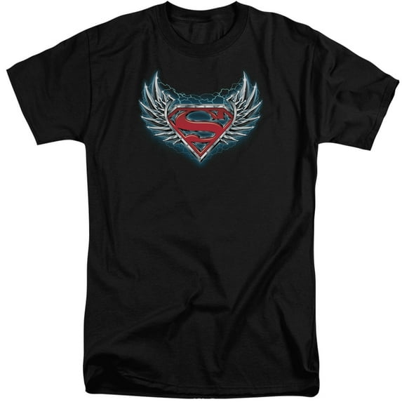Superman Steel Wings Logo Adult Tall T-Shirt Black