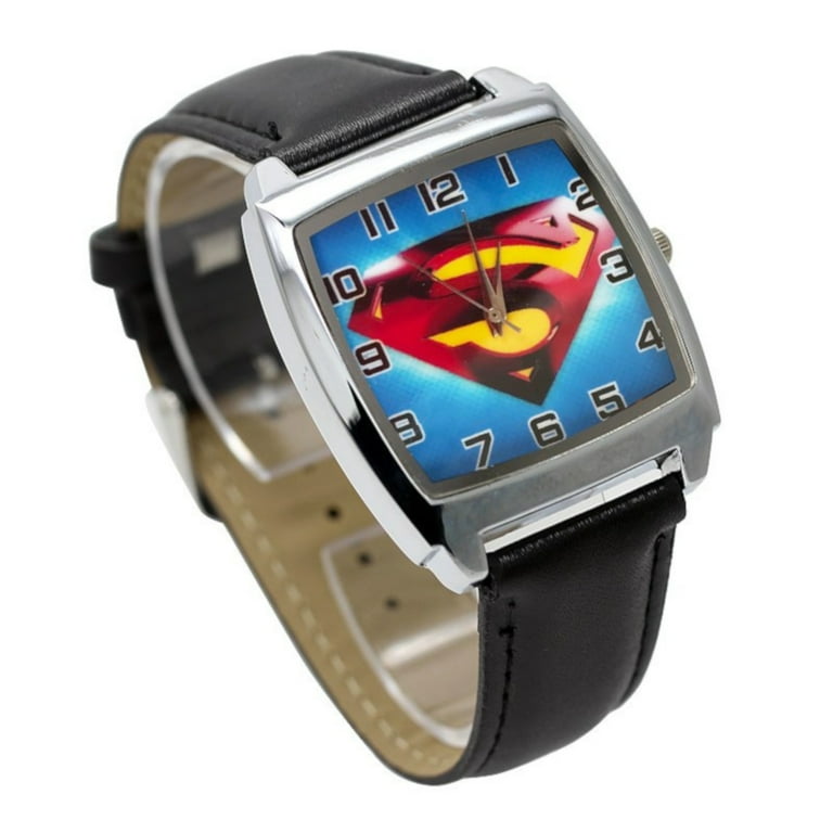 Superman Style Superhero Action Figure Square Face Watch