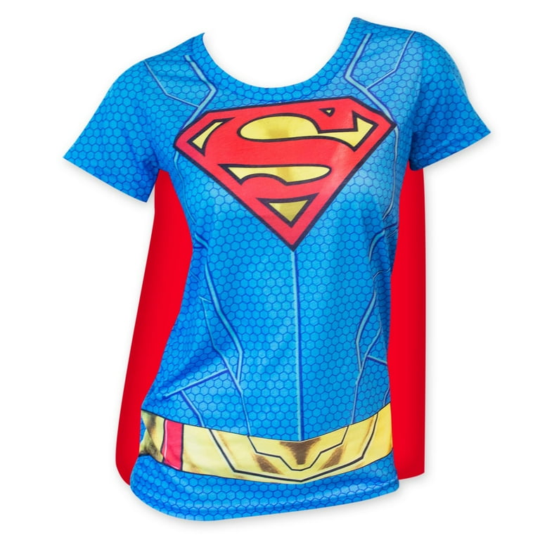 Superman Sublimated Women s Caped Costume T Shirt Large Walmart