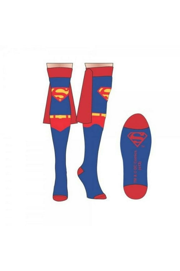 Superman "Suit Up" Over the Knee Cape Sock