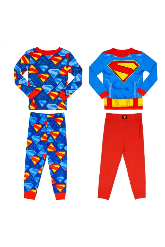 Suit and Logos Boy's 4-Piece Pajama Set-Size 8
