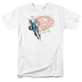 thumbnail image 1 of Superman Super American Flag Adult 18/1 T-Shirt White, 1 of 1
