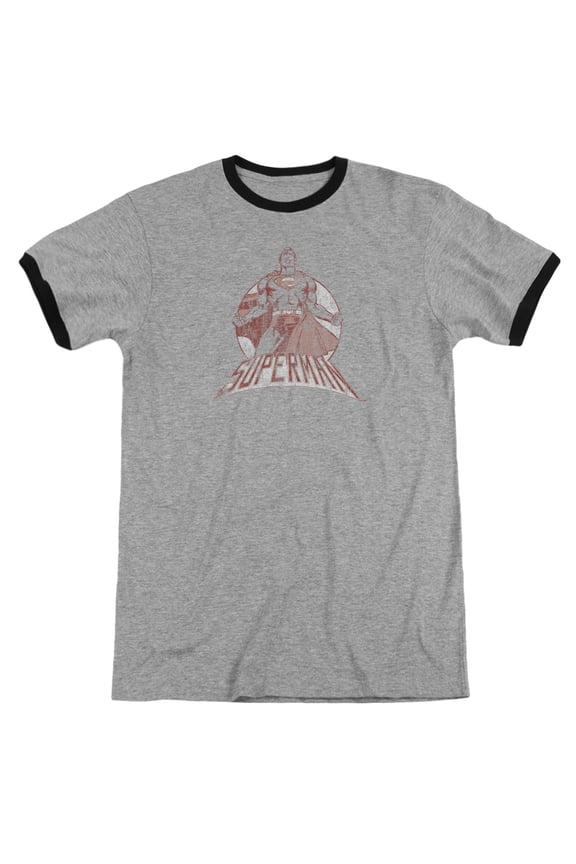 Superman Super Bad Adult Ringer T-Shirt Heather Black