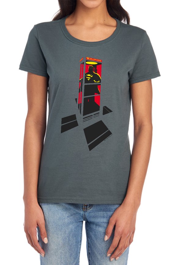 Superman Super Booth Women's T Shirt, Charcoal, 2X-Large