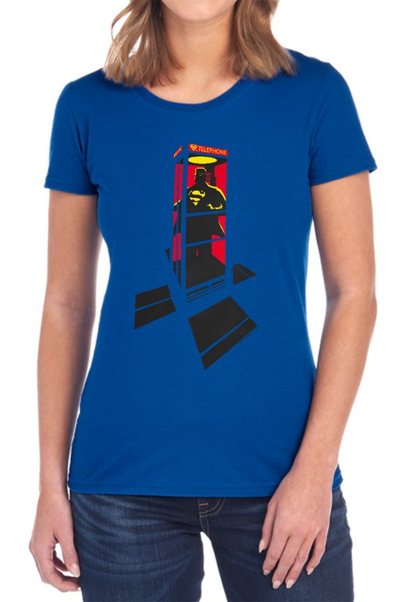 Superman Super Booth Women's T Shirt, Royal, Medium