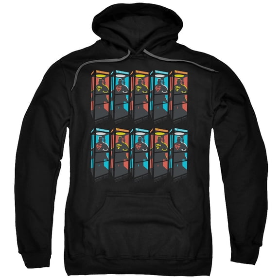 Superman Super Booths Adult Pullover Hoodie Sweatshirt Black