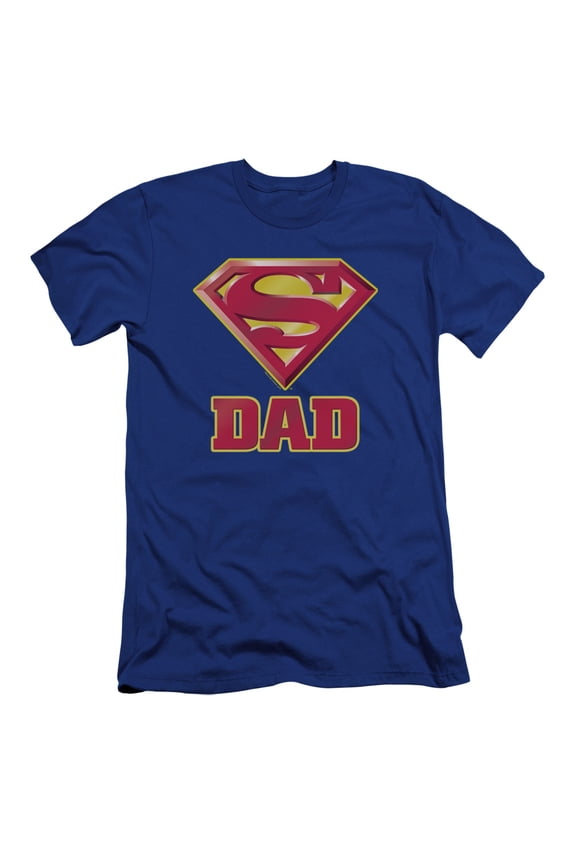 Superman Super Dad Premium Adult Slim Fit 30/1 T-Shirt Royal Blue