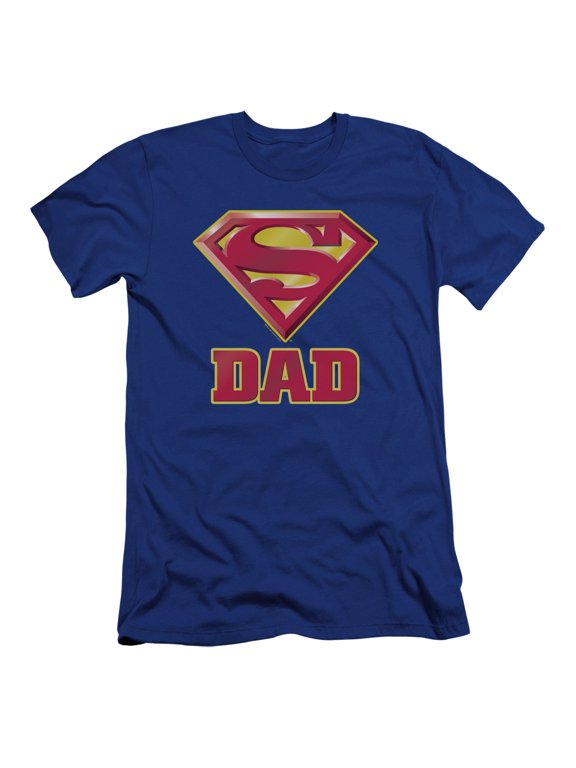 Superman Super Dad Premium Adult Slim Fit 30/1 T-Shirt Royal Blue