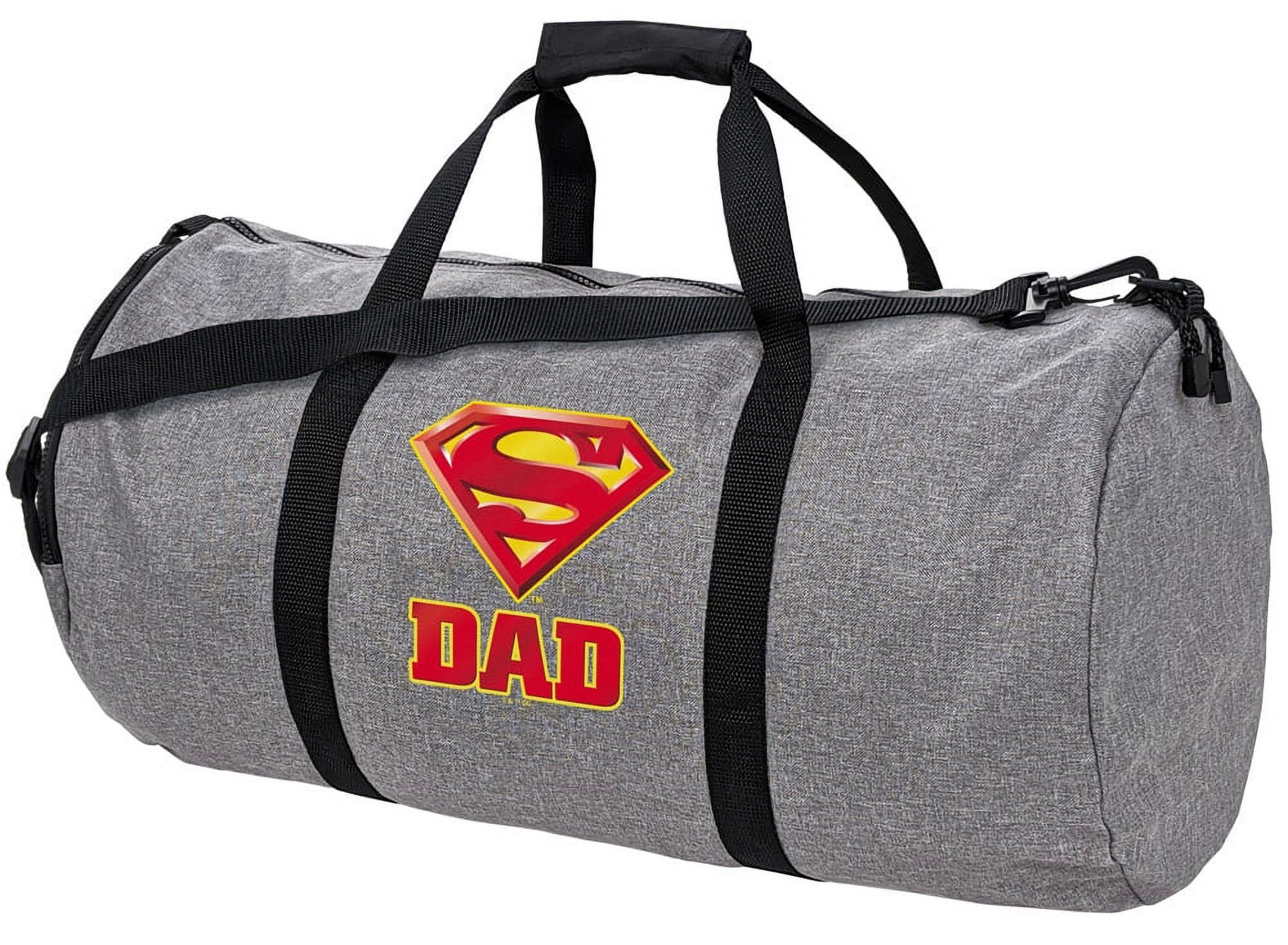 Superman Super Dad Shield Logo Lightweight Duffel Bag for Sports and Gym Packable for Travel