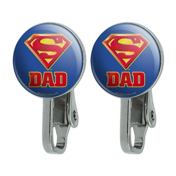 Superman Super Dad Shield Logo Novelty Clip-On Stud Earrings