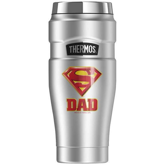 Superman Super Dad Shield Logo THERMOS STAINLESS KING Stainless Steel Travel Tumbler, Vacuum insulated & Double Wall, 16oz