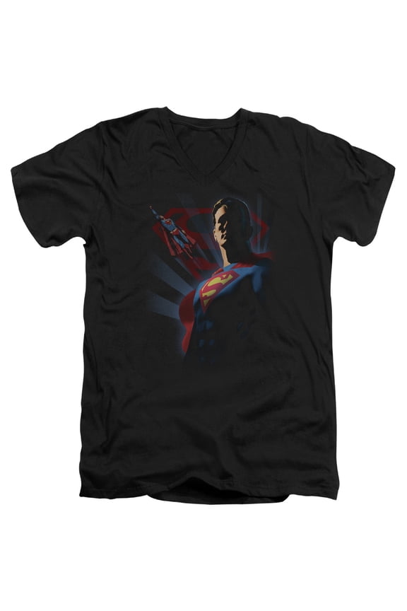 Superman Super Deco Adult V-Neck T-Shirt Black