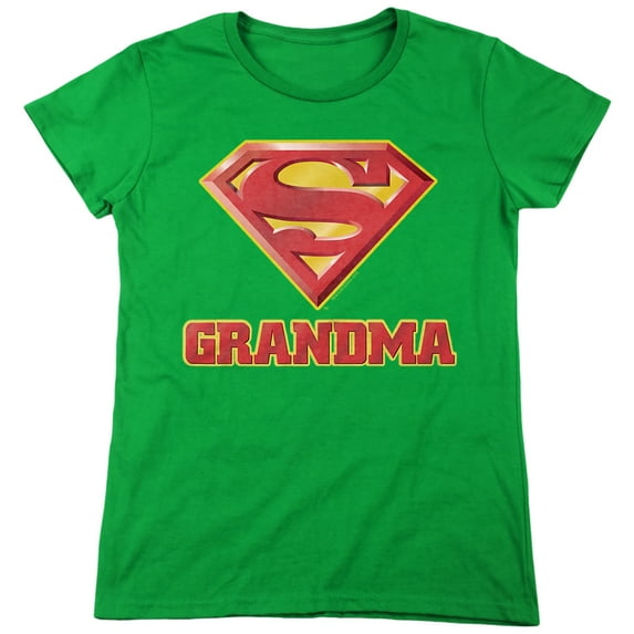 Superman Super Grandma Women's T Shirt, Kelly Green, Large