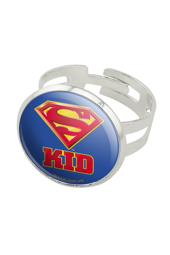Superman Super Kid Shield Logo Silver Plated Adjustable Novelty Ring