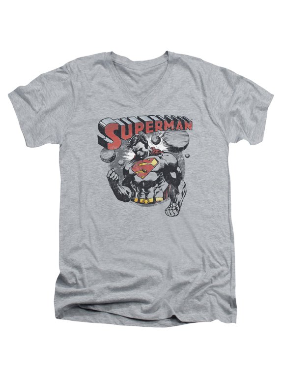 Superman Super Ko Adult V-Neck T-Shirt 30/1 T-Shirt Athletic Heather