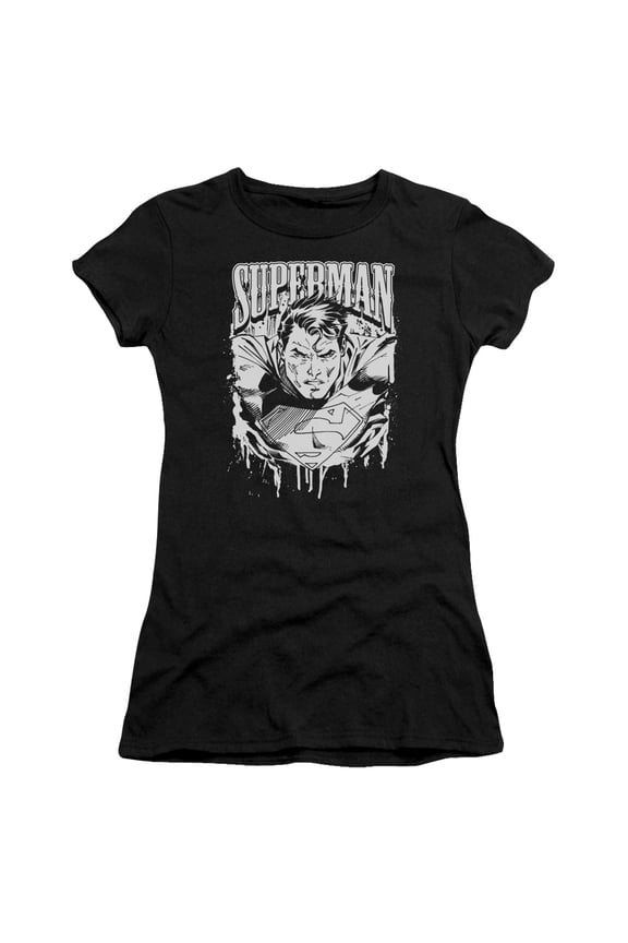 Superman - Super Metal - Juniors Teen Girls Cap Sleeve Shirt - Small