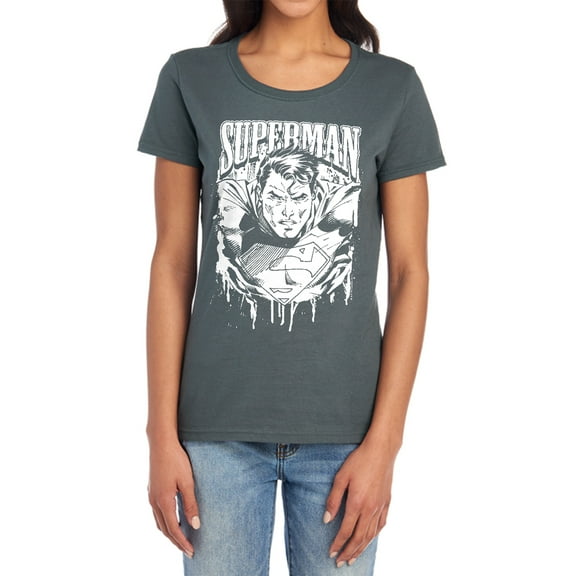 Superman Super Metal Women's T Shirt, Charcoal, Small