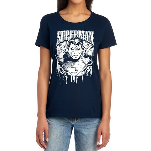 Superman Super Metal Women's T Shirt, Navy, Small