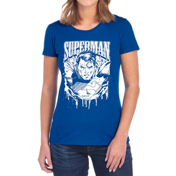 Superman Super Metal Women's T Shirt, Royal, Small