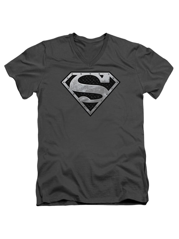 Superman - Super Metallic Shield - Slim Fit V Neck Shirt - Large