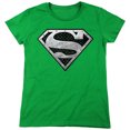 thumbnail image 1 of Superman Super Metallic Shield Women's T Shirt, Kelly Green, Medium, 1 of 6