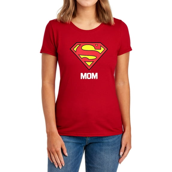 Superman Super Mom Mother's Day Women's T Shirt, Red, X-Large