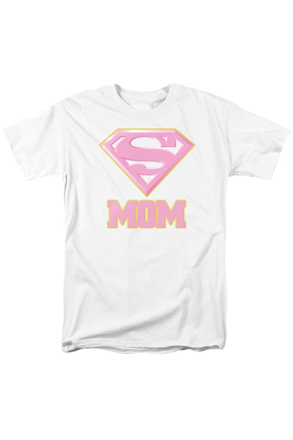 DC Comics - Superman - Super Mom Pink - Adult Unisex T-Shirt - White