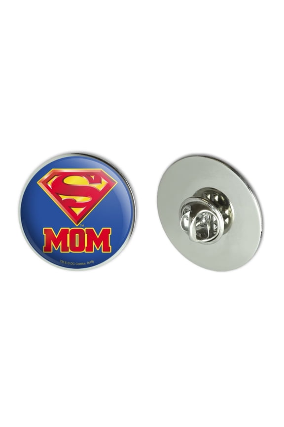 Superman Super Mom Shield Logo Metal 1.1" Tie Tack Hat Lapel Pin Pinback