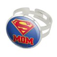 thumbnail image 1 of Superman Super Mom Shield Logo Silver Plated Adjustable Novelty Ring, 1 of 4