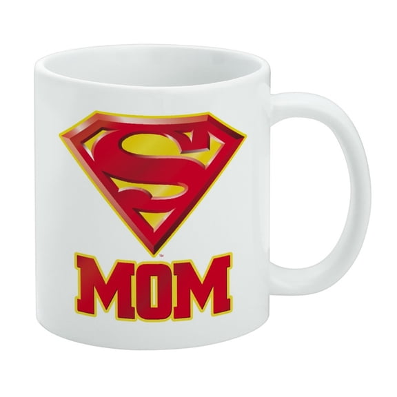 Superman Super Mom Shield Logo White Mug