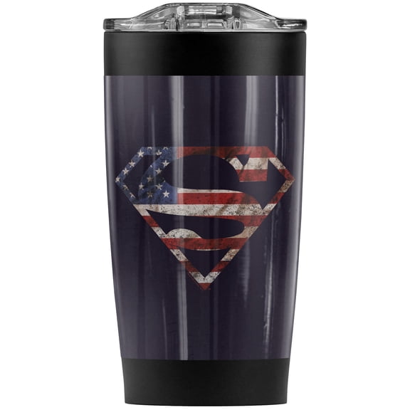 Superman Super Patriot Stainless Steel Tumbler 20 oz Coffee Travel Mug/Cup, Vacuum Insulated & Double Wall with Leakproof Sliding Lid | Great for Hot Drinks and Cold Beverages