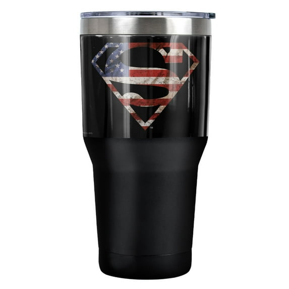Superman Super Patriot Stainless Steel Tumbler 30 oz Coffee Travel Cup, Vacuum Insulated & Double Wall with Leakproof Sliding Lid