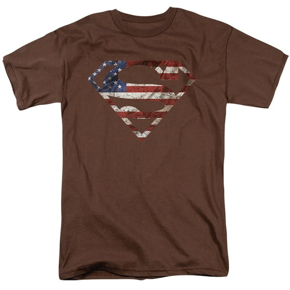 Superman Super Patriot Unisex Adult T Shirt, Coffee, 3X-Large