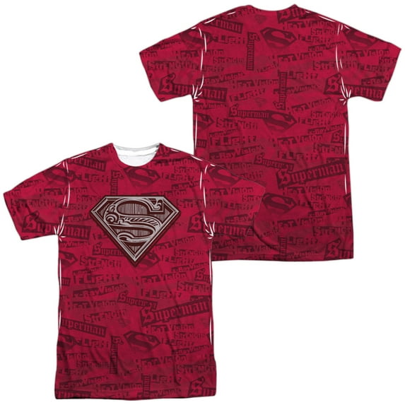 Superman Super Powers Unisex Adult Sublimated Costume T Shirt (Front/Back), Small Multicolor