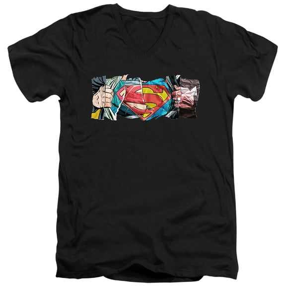 Superman Super Reveal Unisex Adult V-Neck T Shirt (Medium) Black