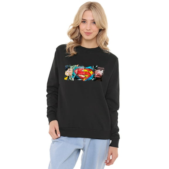 Superman Super Reveal Women's Crew Sweatshirt, Black, X-Large