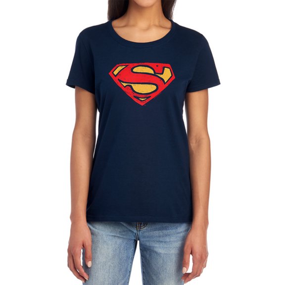 Superman Super Rough Women's T Shirt, Navy, 2X-Large