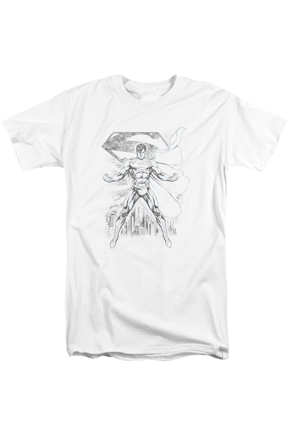 Superman Super Sketch Adult Tall T-Shirt White