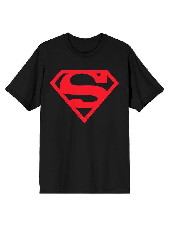 Superman Superboy Logo Men's Black Big & Tall T-shirt-3XL