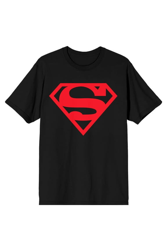 Superman Superboy Logo Men's Black Big & Tall T-shirt-L