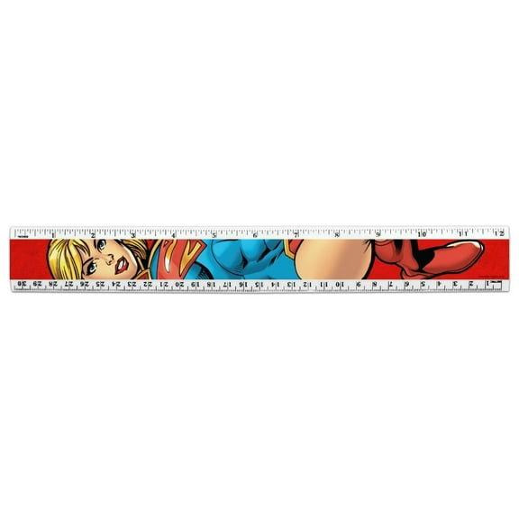 Superman Supergirl Character 12 Inch Standard and Metric Plastic Ruler