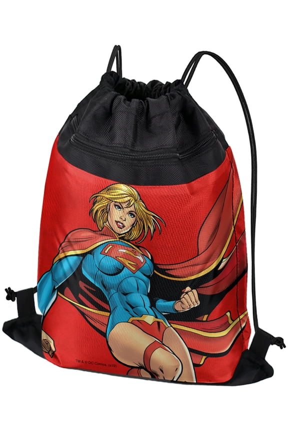 Superman Supergirl Character Drawstring Backpack Sports Bag Sackpack 17" x 13", Perfect for Gym, Yoga or Practice
