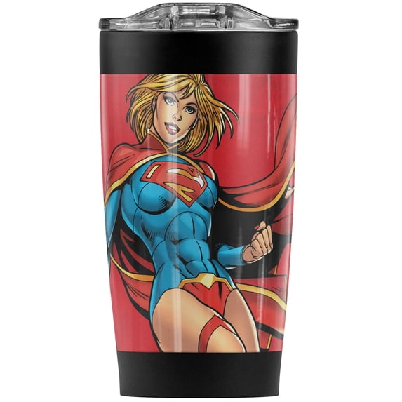 Superman Supergirl Character Stainless Steel 20 oz Travel Tumbler, Vacuum Insulated & Double Wall with Leakproof Sliding Lid | Great for Coffee/Hot Drinks and Cold Beverages