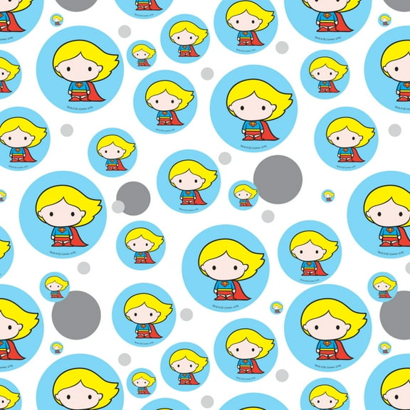 Superman Supergirl Cute Chibi Character Premium Gift Wrap Wrapping Paper Roll