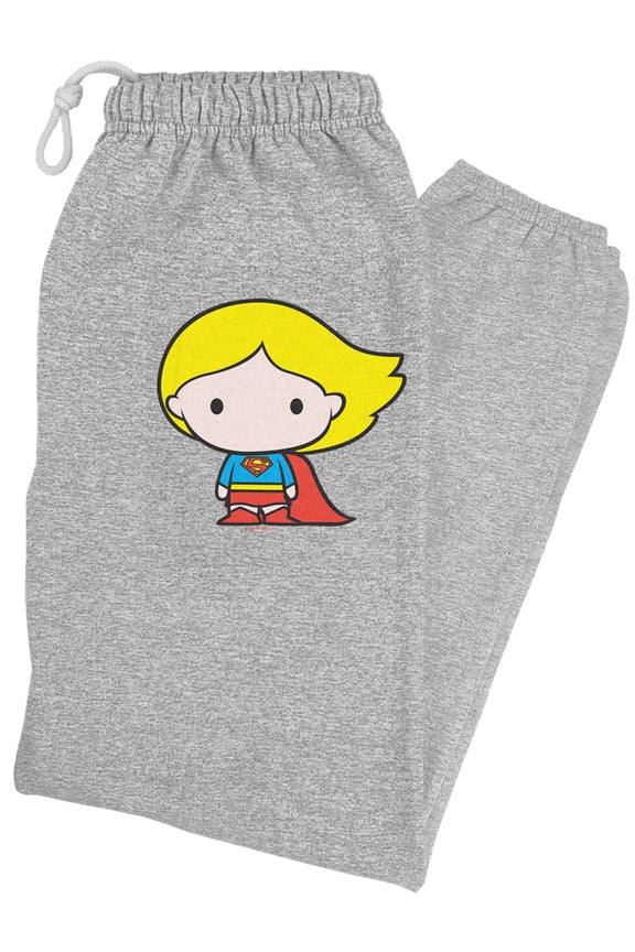 Superman Supergirl Cute Chibi Character Unisex Jogger Sweatpants for Men and Women, Athletic Heather, Large