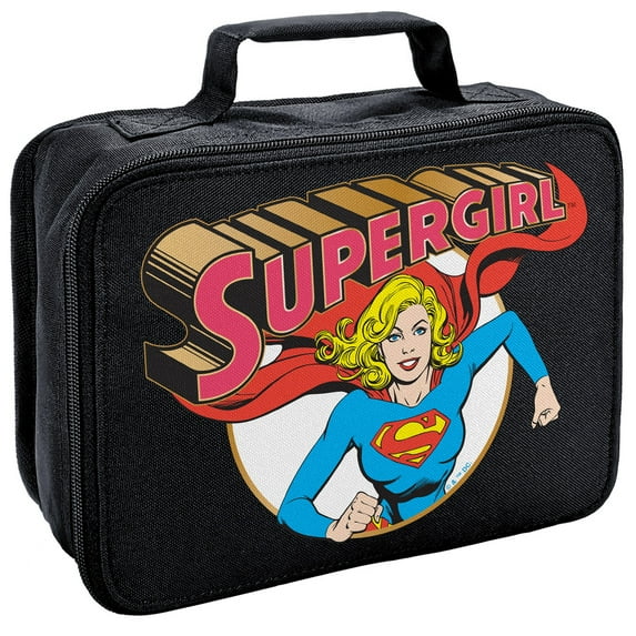 Superman - Supergirl Supergirl and Logo Insulated Soft Sided Lunch Box - Reusable Lunch Bag For School Office Work, BPA Free, 10"x8"