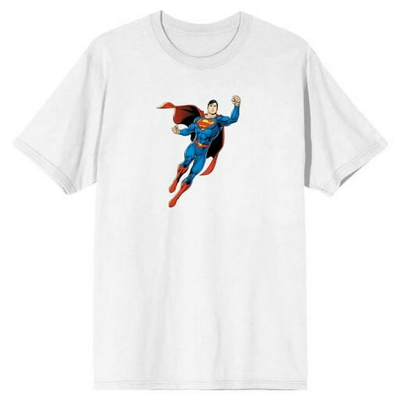 Superman Superhero Power Pose Men's White Graphic Tee-3XL