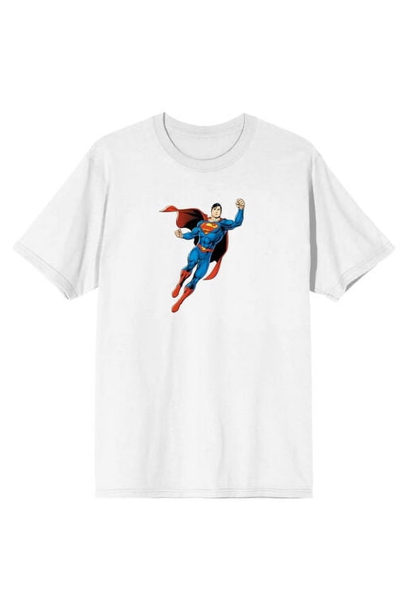 Superman Superhero Power Pose Men's White Graphic Tee-Small